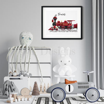Watercolor Train With Cart Fine Art
