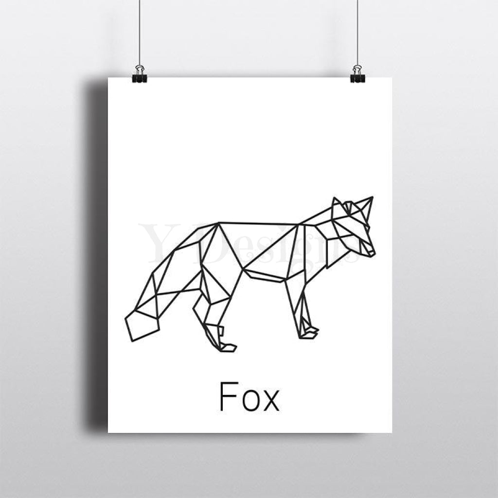 Geometric Fox Line Drawing