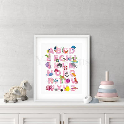 Ocean Alphabet - Pink Fine Art