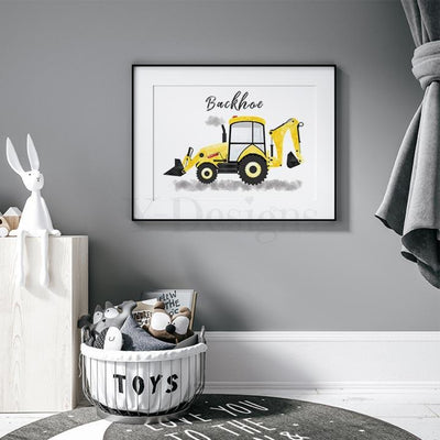 Watercolor Backhoe Print Fine Art