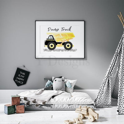 Watercolor Dump Truck Fine Art