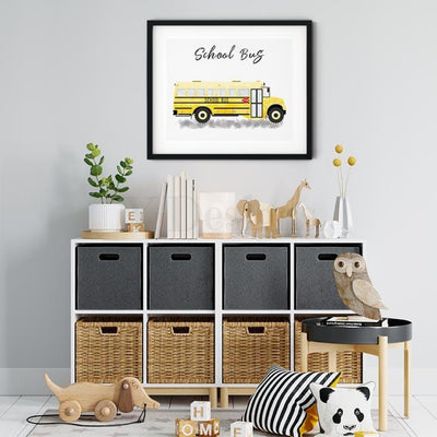 Watercolor School Bus Fine Art